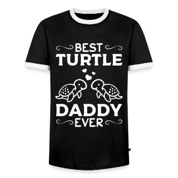 Sea Turtle Daddy Best Turtle Daddy Ever Cute - Men's Ringer Shirt - black/white - Front - AI Model Female 172 light (172cm) & AI Model Male 178 light (178cm)