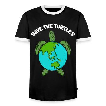 Tortues Du Jour de la Terre amoureux des tortues de mer - T-shirt contrasté Homme - noir/blanc - Devant - AI Model Female 172 light (172cm) & AI Model Male 178 light (178cm)