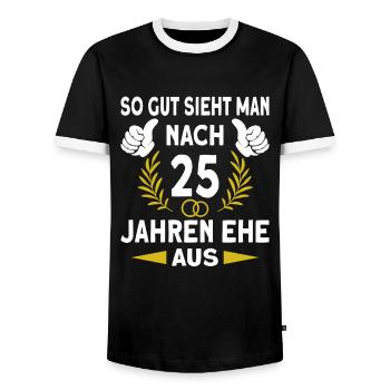 Silberne Hochzeit Silberhochzeit 25 Hochzeitstag - Männer Kontrast-T-Shirt - Schwarz/Weiß - Vorne - AI Model Female 172 light (172cm) & AI Model Male 178 light (178cm)