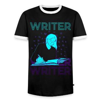 Auteur Auteur Écriture Rétro - T-shirt contrasté Homme - noir/blanc - Devant - AI Model Female 172 light (172cm) & AI Model Male 178 light (178cm)