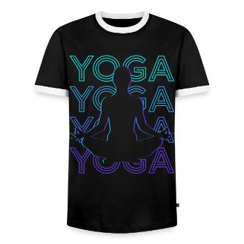 Yoga Méditation Méditation Rétro - T-shirt contrasté Homme - noir/blanc - Devant - AI Model Female 172 light (172cm) & AI Model Male 178 light (178cm)