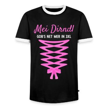 Damen Dirndl Ersatz Trachten Ersatz Bluse Kirmes - Männer Kontrast-T-Shirt - Schwarz/Weiß - Vorne - AI Model Female 172 light (172cm) & AI Model Male 178 light (178cm)