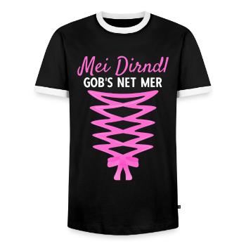 Damen Dirndl Ersatz Trachten Ersatz Bluse Kirmes - Männer Kontrast-T-Shirt - Schwarz/Weiß - Vorne - AI Model Female 172 light (172cm) & AI Model Male 178 light (178cm)