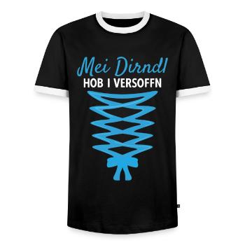 Damen Dirndl Ersatz Trachten Ersatz Bluse Kirmes - Männer Kontrast-T-Shirt - Schwarz/Weiß - Vorne - AI Model Female 172 light (172cm) & AI Model Male 178 light (178cm)