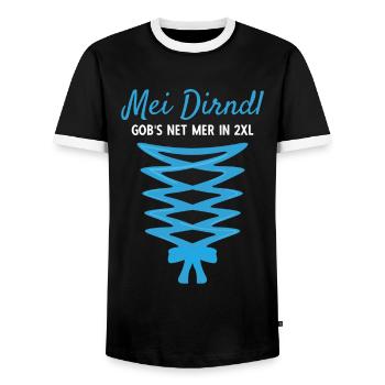Damen Dirndl Ersatz Trachten Ersatz Bluse Kirmes - Männer Kontrast-T-Shirt - Schwarz/Weiß - Vorne - AI Model Female 172 light (172cm) & AI Model Male 178 light (178cm)