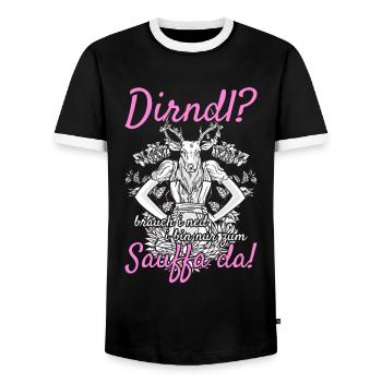 Damen Dirndl Ersatz Trachten Ersatz Bluse Kirmes - Männer Kontrast-T-Shirt - Schwarz/Weiß - Vorne - AI Model Female 172 light (172cm) & AI Model Male 178 light (178cm)