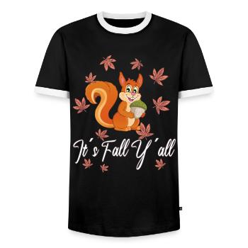 Dear Squirrels Thanksgiving Autumn All of You - Men's Ringer Shirt - black/white - Front - AI Model Female 172 light (172cm) & AI Model Male 178 light (178cm)
