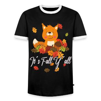 Dear Squirrels Thanksgiving Autumn All of You - Men's Ringer Shirt - black/white - Front - AI Model Female 172 light (172cm) & AI Model Male 178 light (178cm)