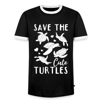 Cute turtle lovers of sea turtles - Men's Ringer Shirt - black/white - Front - AI Model Female 172 light (172cm) & AI Model Male 178 light (178cm)