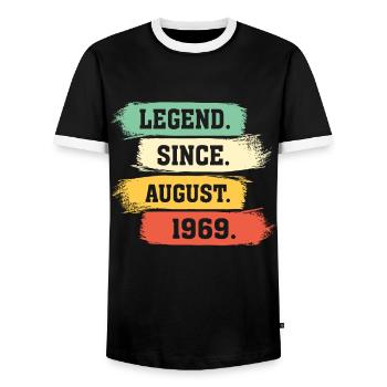 Legend since August 1969 - Männer Kontrast-T-Shirt - Schwarz/Weiß - Vorne - AI Model Female 172 light (172cm) & AI Model Male 178 light (178cm)