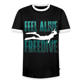 Freediver Apnée Apnée Plongée Cadeau - T-shirt contrasté Homme - noir/blanc - Devant - AI Model Female 172 light (172cm) & AI Model Male 178 light (178cm)