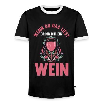 Wenn du das liest bring mir ein Wein - Männer Kontrast-T-Shirt - Schwarz/Weiß - Vorne - AI Model Female 172 light (172cm) & AI Model Male 178 light (178cm)