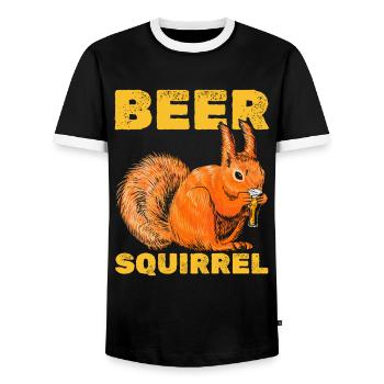 Drôle d’écureuil, drôle d’écureuil - T-shirt contrasté Homme - noir/blanc - Devant - AI Model Female 172 light (172cm) & AI Model Male 178 light (178cm)