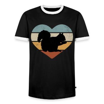Squirrel lover, cute - Men's Ringer Shirt - black/white - Front - AI Model Female 172 light (172cm) & AI Model Male 178 light (178cm)