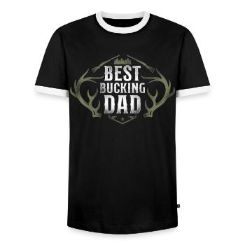 Buck Deer Hunting Hunter Father - Men's Ringer Shirt - black/white - Front - AI Model Female 172 light (172cm) & AI Model Male 178 light (178cm)
