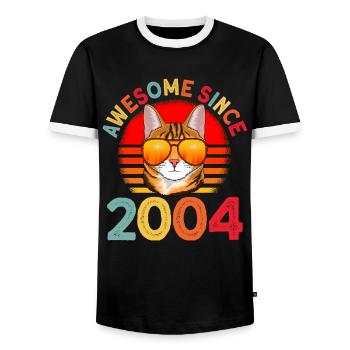 Génial depuis 2004 Cat 18th Birthday Gift - T-shirt contrasté Homme - noir/blanc - Devant - AI Model Female 172 light (172cm) & AI Model Male 178 light (178cm)