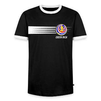 Costa Rica Ticos Football Soccer Fan Jersey - Men's Ringer Shirt - black/white - Front - AI Model Female 172 light (172cm) & AI Model Male 178 light (178cm)