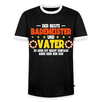 Rettungsschwimmer Bademeister - Männer Kontrast-T-Shirt - Schwarz/Weiß - Vorne - AI Model Female 172 light (172cm) & AI Model Male 178 light (178cm)