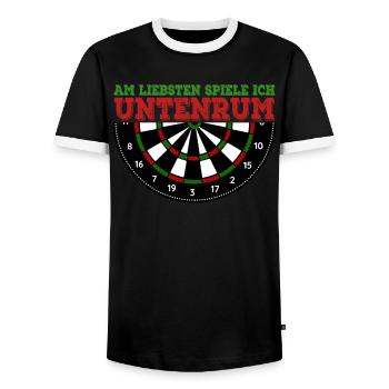 Am Liebsten Spiele Ich Untenrum Darts Dartspieler - Männer Kontrast-T-Shirt - Schwarz/Weiß - Vorne - AI Model Female 172 light (172cm) & AI Model Male 178 light (178cm)