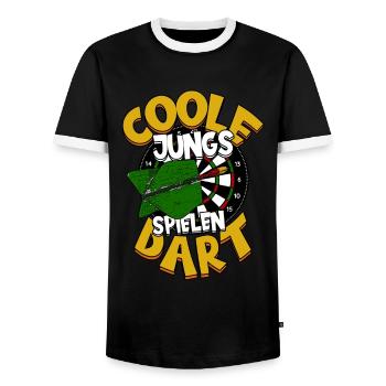 Darts Dartspieler - Männer Kontrast-T-Shirt - Schwarz/Weiß - Vorne - AI Model Female 172 light (172cm) & AI Model Male 178 light (178cm)