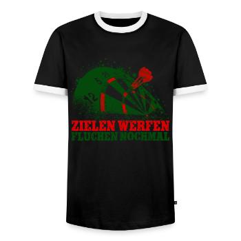Darts Dartspieler Zielen Werfen Fluchen Nochmal - Männer Kontrast-T-Shirt - Schwarz/Weiß - Vorne - AI Model Female 172 light (172cm) & AI Model Male 178 light (178cm)
