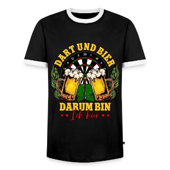 Dart Und Bier Darum Bin Ich Hier Darts Dartspieler - Männer Kontrast-T-Shirt - Schwarz/Weiß - Vorne - AI Model Female 172 light (172cm) & AI Model Male 178 light (178cm)