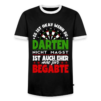 Darts Dartspieler - Männer Kontrast-T-Shirt - Schwarz/Weiß - Vorne - AI Model Female 172 light (172cm) & AI Model Male 178 light (178cm)