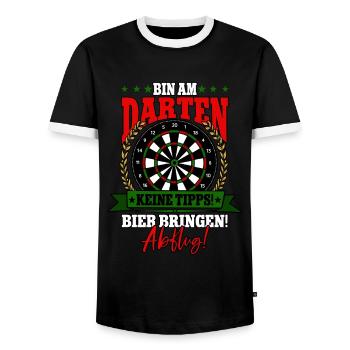 Darts Dartspieler - Männer Kontrast-T-Shirt - Schwarz/Weiß - Vorne - AI Model Female 172 light (172cm) & AI Model Male 178 light (178cm)