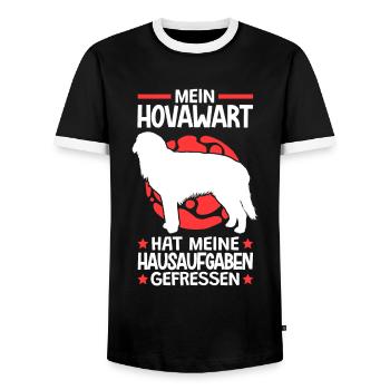 Hovawart hat meine Hausaufgaben gefressen - Männer Kontrast-T-Shirt - Schwarz/Weiß - Vorne - AI Model Female 172 light (172cm) & AI Model Male 178 light (178cm)