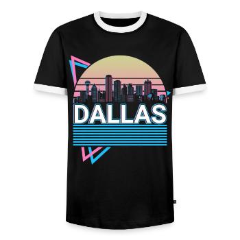 Dallas City Skyline Cityscape Rétro - T-shirt contrasté Homme - noir/blanc - Devant - AI Model Female 172 light (172cm) & AI Model Male 178 light (178cm)