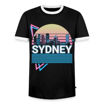Sidney City Skyline Cityscape Rétro - T-shirt contrasté Homme - noir/blanc - Devant - AI Model Female 172 light (172cm) & AI Model Male 178 light (178cm)