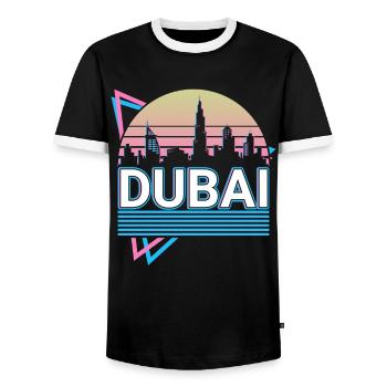 Dubai Stadt Skyline Stadtbild Retro - Männer Kontrast-T-Shirt - Schwarz/Weiß - Vorne - AI Model Female 172 light (172cm) & AI Model Male 178 light (178cm)