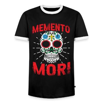 Memento Mori Keine Gnade Zitate Tod Lateinische - Männer Kontrast-T-Shirt - Schwarz/Weiß - Vorne - AI Model Female 172 light (172cm) & AI Model Male 178 light (178cm)