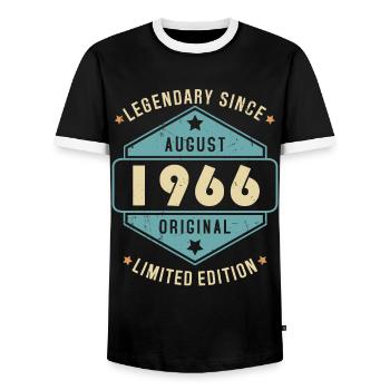 Août 1966 Vintage Retro Anniversaire - T-shirt contrasté Homme - noir/blanc - Devant - AI Model Female 172 light (172cm) & AI Model Male 178 light (178cm)