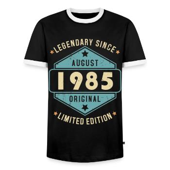 Août 1985 Vintage Retro Anniversaire - T-shirt contrasté Homme - noir/blanc - Devant - AI Model Female 172 light (172cm) & AI Model Male 178 light (178cm)