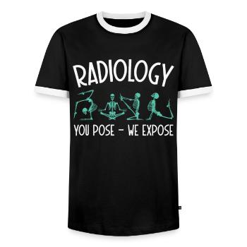 Radiology You Pose We Expose - Men's Ringer Shirt - black/white - Front - AI Model Female 172 light (172cm) & AI Model Male 178 light (178cm)