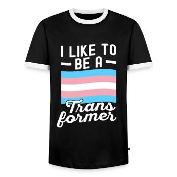Trans Transgender Transsexual Gift Queer - Men's Ringer Shirt - black/white - Front - AI Model Female 172 light (172cm) & AI Model Male 178 light (178cm)