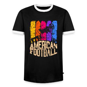 American Football Colour Center - Männer Kontrast-T-Shirt - Schwarz/Weiß - Vorne - AI Model Female 172 light (172cm) & AI Model Male 178 light (178cm)