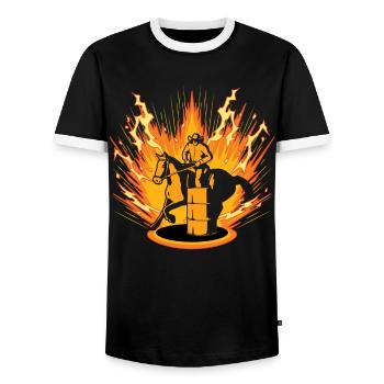 Barrel Racer - Männer Kontrast-T-Shirt - Schwarz/Weiß - Vorne - AI Model Female 172 light (172cm) & AI Model Male 178 light (178cm)