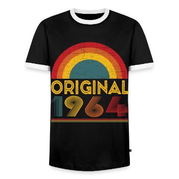 Vintage Original 1964 Cadeau 58ème Anniversaire - T-shirt contrasté Homme - noir/blanc - Devant - AI Model Female 172 light (172cm) & AI Model Male 178 light (178cm)