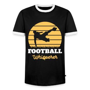 Funny Football Whisperer - Men's Ringer Shirt - black/white - Front - AI Model Female 172 light (172cm) & AI Model Male 178 light (178cm)