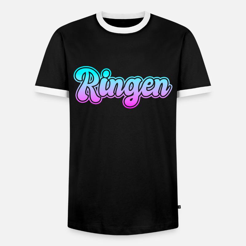 Wrestle - Men's Ringer Shirt - black/white