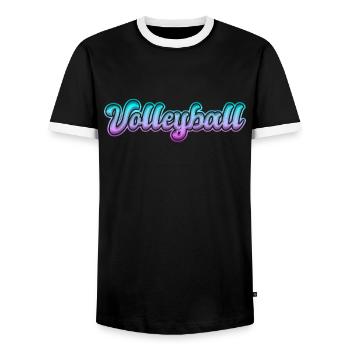 Volleyball - Männer Kontrast-T-Shirt - Schwarz/Weiß - Vorne - AI Model Female 172 light (172cm) & AI Model Male 178 light (178cm)