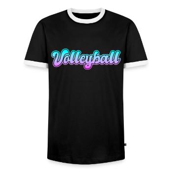 Volleyball - Männer Kontrast-T-Shirt - Schwarz/Weiß - Vorne - AI Model Female 172 light (172cm) & AI Model Male 178 light (178cm)