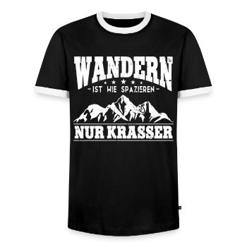 Wandern ist wie spazieren Wanderer Wander - Männer Kontrast-T-Shirt - Schwarz/Weiß - Vorne - AI Model Female 172 light (172cm) & AI Model Male 178 light (178cm)