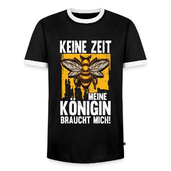 Keine zeit meine Königin braucht mich - Männer Kontrast-T-Shirt - Schwarz/Weiß - Vorne - AI Model Female 172 light (172cm) & AI Model Male 178 light (178cm)