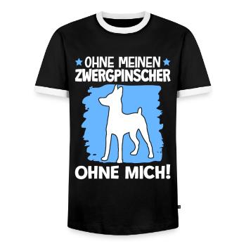 Ohne Zwergpinscher ohne mich Pinscher - Männer Kontrast-T-Shirt - Schwarz/Weiß - Vorne - AI Model Female 172 light (172cm) & AI Model Male 178 light (178cm)