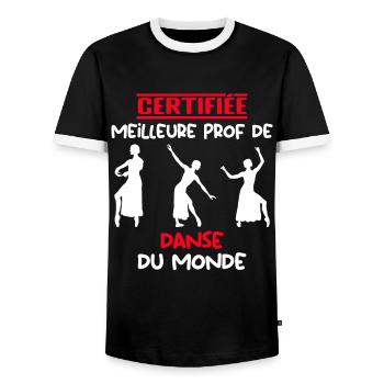 CERTIFIÉ MEILLEURE PROFESSEUR - T-shirt contrasté Homme - noir/blanc - Devant - AI Model Female 172 light (172cm) & AI Model Male 178 light (178cm)
