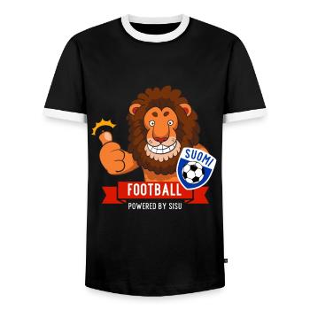 Finnland Finnland Lion Fußball Fan Produkt - Männer Kontrast-T-Shirt - Schwarz/Weiß - Vorne - AI Model Female 172 light (172cm) & AI Model Male 178 light (178cm)