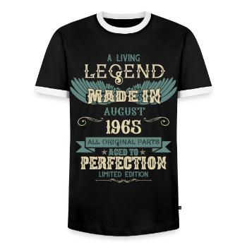 Août 1965 Vintage Anniversaire - T-shirt contrasté Homme - noir/blanc - Devant - AI Model Female 172 light (172cm) & AI Model Male 178 light (178cm)
